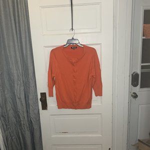 Ye Mak Sweaters Coral Orange 3/4 Sleeve Button Down Cardigan Cropped Size 2X